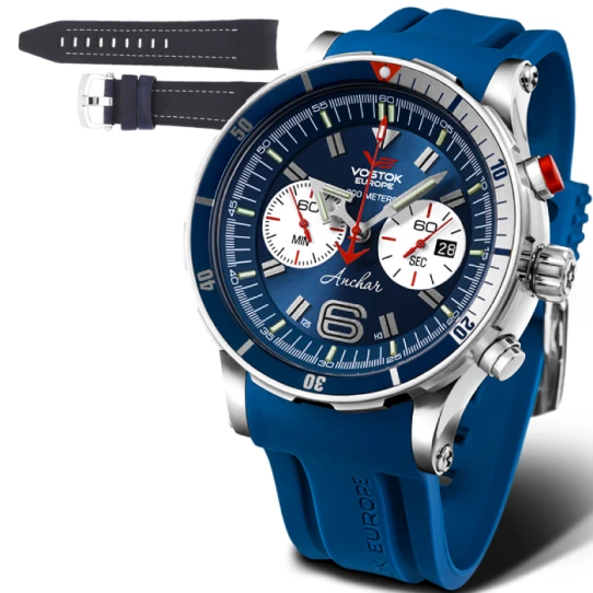 Мъжки ръчен часовник с кварцов механизъм - корпус от Стомана - Силиконова каишка - цвят Син Син