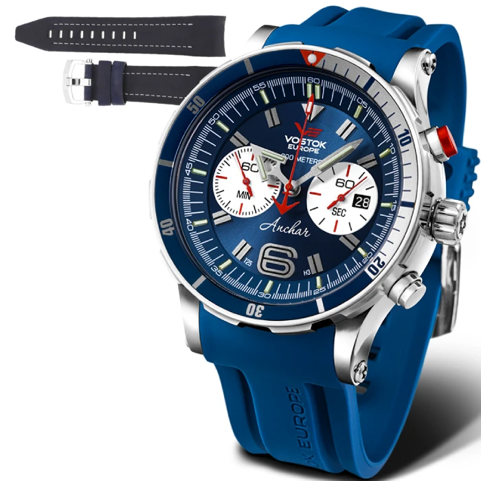 Мъжки ръчен часовник с кварцов механизъм - корпус от Стомана - Силиконова каишка - цвят Син Син