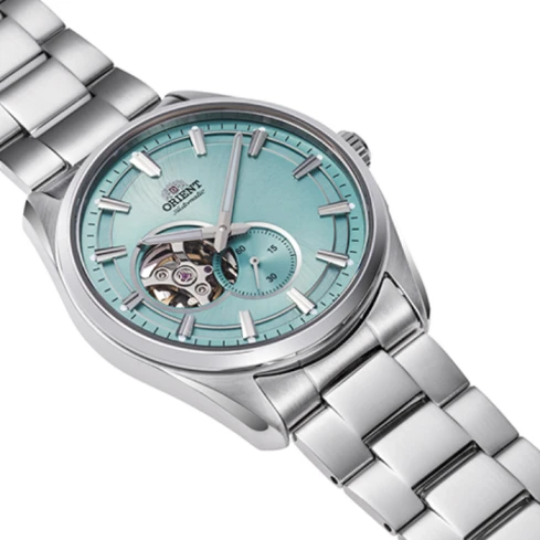 Мъжки ръчен часовник с механичен механизъм - корпус от Стомана - Стоманена верижка - цвят Син Син