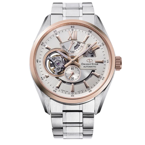 Мъжки ръчен часовник с автоматичен механизъм - корпус от Стомана - Стоманена верижка - цвят Скелетон Сив