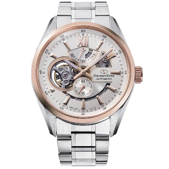 Мъжки ръчен часовник с автоматичен механизъм - корпус от Стомана - Стоманена верижка - цвят Скелетон Сив