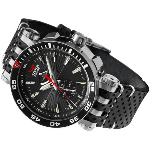 Мъжки ръчен часовник с автоматичен механизъм - корпус от Стомана - Естествена кожа - цвят Черен Черен