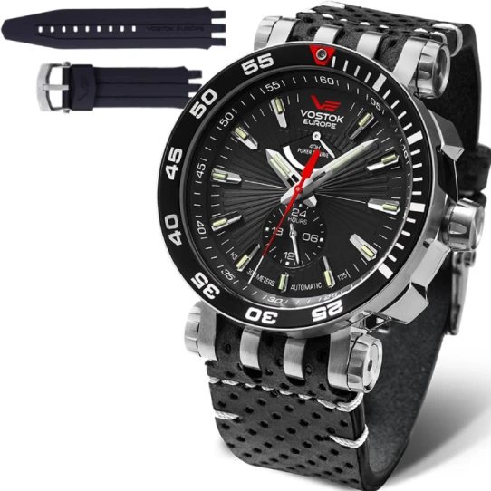 Мъжки ръчен часовник с автоматичен механизъм - корпус от Стомана - Естествена кожа - цвят Черен Черен