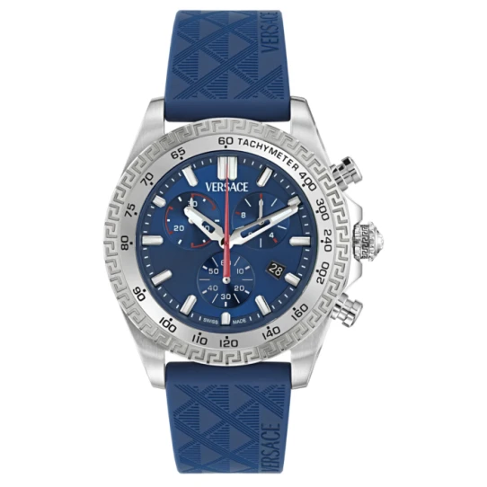 Мъжки ръчен часовник с кварцов механизъм - корпус от Стомана - Силиконова каишка - цвят Син Син