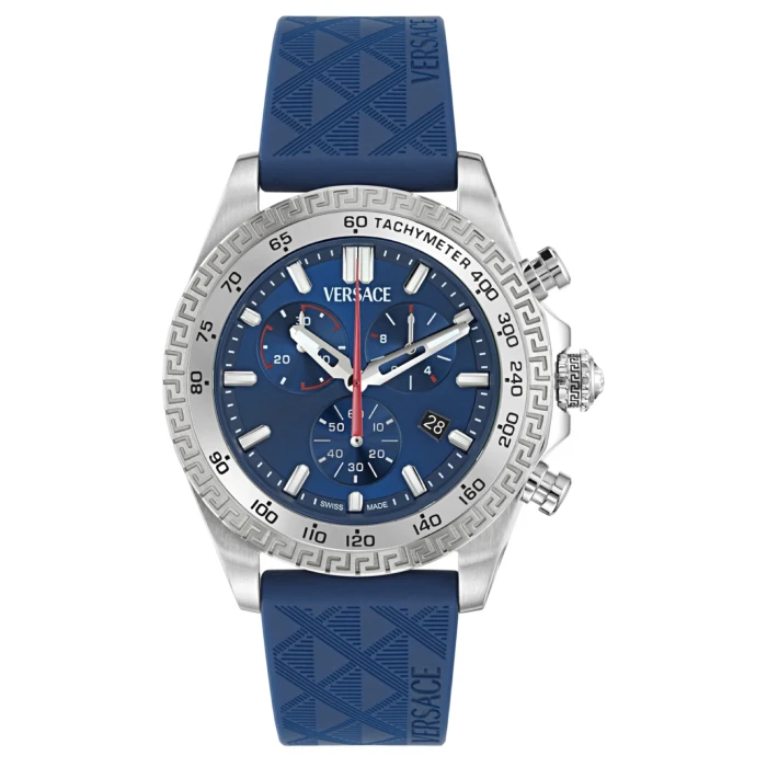 Мъжки ръчен часовник с кварцов механизъм - корпус от Стомана - Силиконова каишка - цвят Син Син