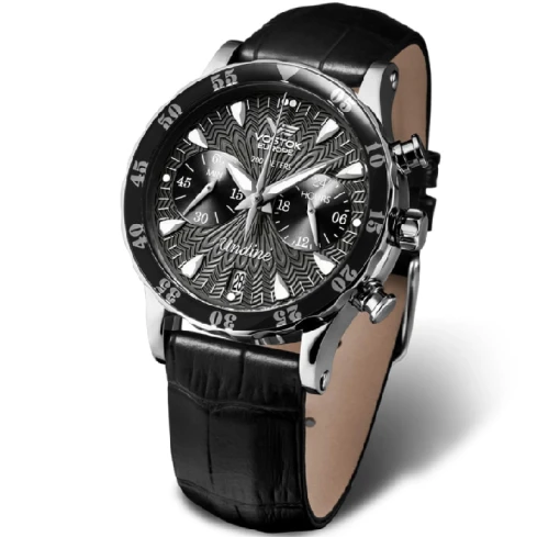 Мъжки ръчен часовник с кварцов механизъм - корпус от Стомана - Естествена кожа - цвят Черен Черен