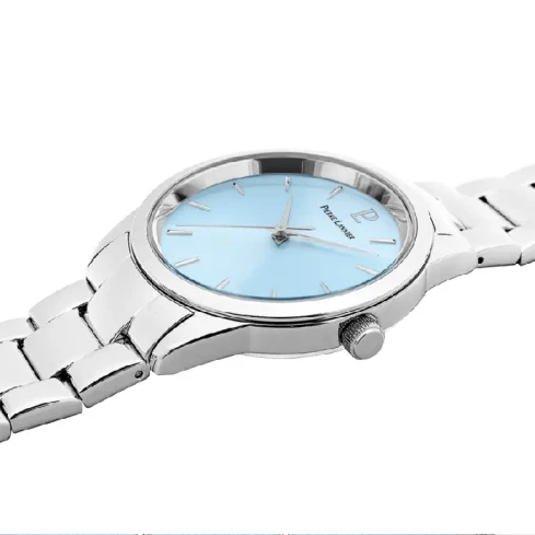 Дамски ръчен часовник с кварцов механизъм - корпус от Стомана - Стоманена верижка - цвят Син Сив