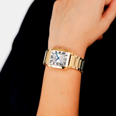 Дамски ръчен часовник с кварцов механизъм - корпус от Стомана - Стоманена верижка - цвят Бял Злато