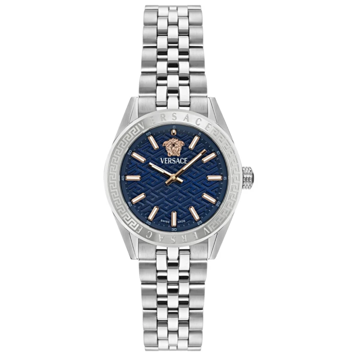 Дамски ръчен часовник с кварцов механизъм - корпус от Стомана - Стоманена верижка - цвят Син Сив