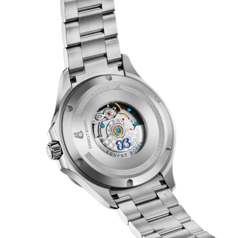 Мъжки ръчен часовник с автоматичен механизъм - корпус от Стомана - Стоманена верижка - цвят Черен Сив