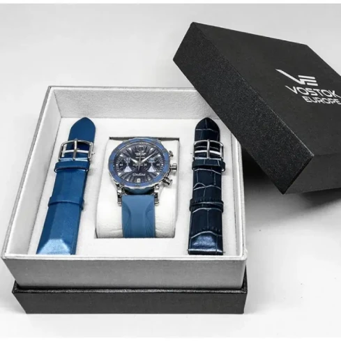 Дамски ръчен часовник с кварцов механизъм - корпус от Стомана - Естествена кожа - цвят Син Син