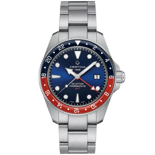 Мъжки ръчен часовник с автоматичен механизъм - корпус от Стомана - Стоманена верижка - цвят Син Сив