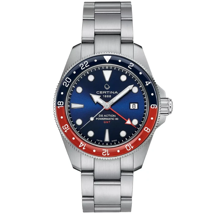 Мъжки ръчен часовник с автоматичен механизъм - корпус от Стомана - Стоманена верижка - цвят Син Сив