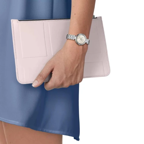 Дамски ръчен часовник с кварцов механизъм - корпус от Стомана - Стоманена верижка - цвят Седеф Сив