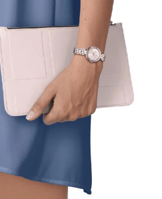 Дамски ръчен часовник с кварцов механизъм - корпус от Стомана - Стоманена верижка - цвят Седеф Сив