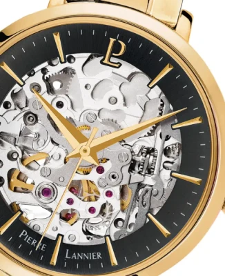 Дамски ръчен часовник с автоматичен механизъм - корпус от Стомана - Стоманена верижка - цвят Скелетон Злато