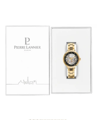 Дамски ръчен часовник с автоматичен механизъм - корпус от Стомана - Стоманена верижка - цвят Скелетон Злато