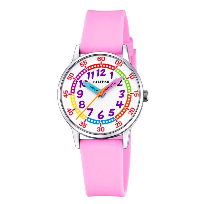 Унисекс ръчен часовник с кварцов механизъм - корпус от Стомана - Каучук - цвят Бял Розов