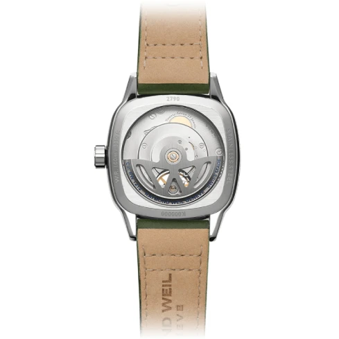 Мъжки ръчен часовник с автоматичен механизъм - корпус от Стомана - Естествена кожа - цвят Зелен Зелен