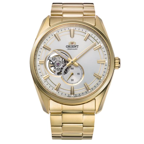 Мъжки ръчен часовник с механичен механизъм - корпус от Стомана - Стоманена верижка - цвят Бял Злато