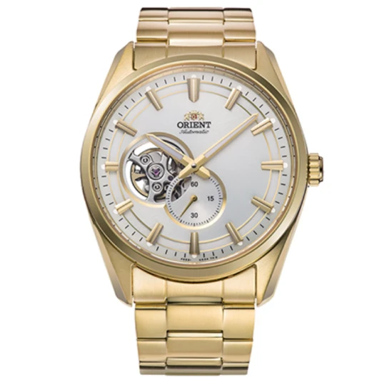 Мъжки ръчен часовник с механичен механизъм - корпус от Стомана - Стоманена верижка - цвят Бял Злато