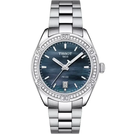 Дамски ръчен часовник с кварцов механизъм - корпус от Стомана - Стоманена верижка - цвят Седеф Сив