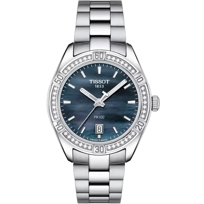 Дамски ръчен часовник с кварцов механизъм - корпус от Стомана - Стоманена верижка - цвят Седеф Сив