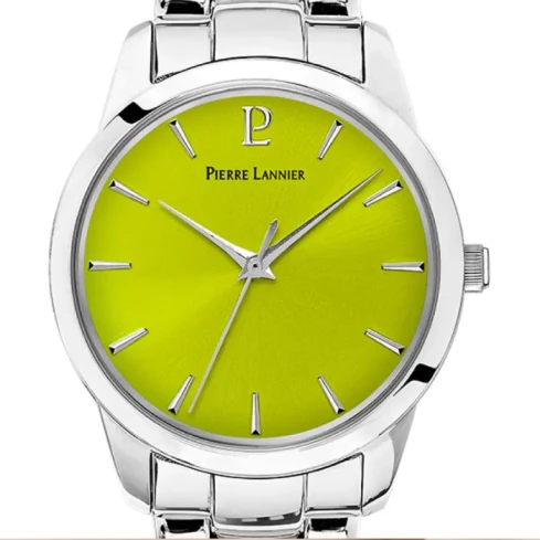 Дамски ръчен часовник с кварцов механизъм - корпус от Стомана - Стоманена верижка - цвят Зелен Сив