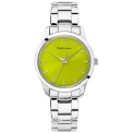 Дамски ръчен часовник с кварцов механизъм - корпус от Стомана - Стоманена верижка - цвят Зелен Сив