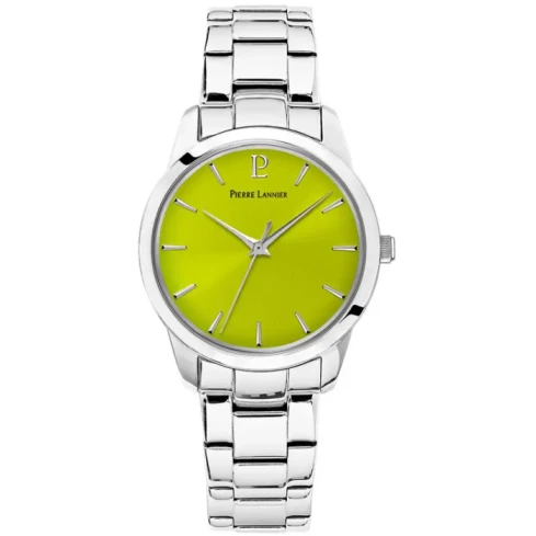 Дамски ръчен часовник с кварцов механизъм - корпус от Стомана - Стоманена верижка - цвят Зелен Сив