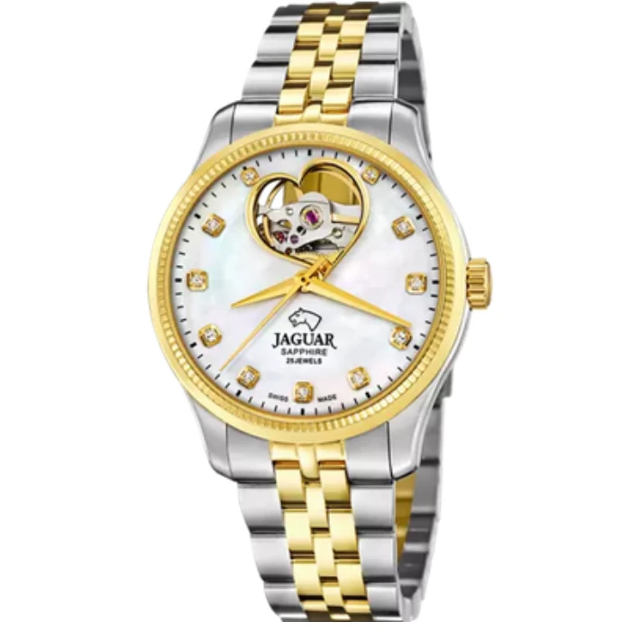 Дамски ръчен часовник с автоматичен механизъм - корпус от Стомана - Стоманена верижка - цвят Седеф Злато