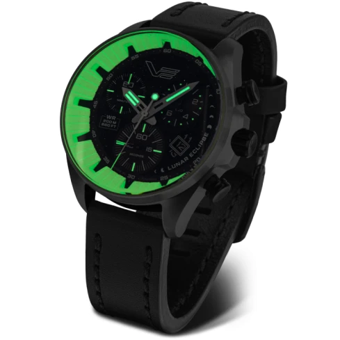 Мъжки ръчен часовник с кварцов механизъм - корпус от Стомана - Естествена кожа - цвят Черен Черен