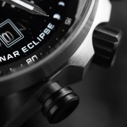 Мъжки ръчен часовник с кварцов механизъм - корпус от Стомана - Естествена кожа - цвят Черен Черен