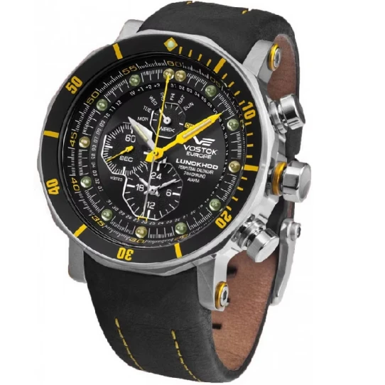 Мъжки ръчен часовник с кварцов механизъм - корпус от Стомана - Естествена кожа - цвят Черен Черен