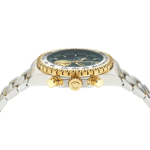 Мъжки ръчен часовник с кварцов механизъм - корпус от Стомана - Стоманена верижка - цвят Зелен Злато