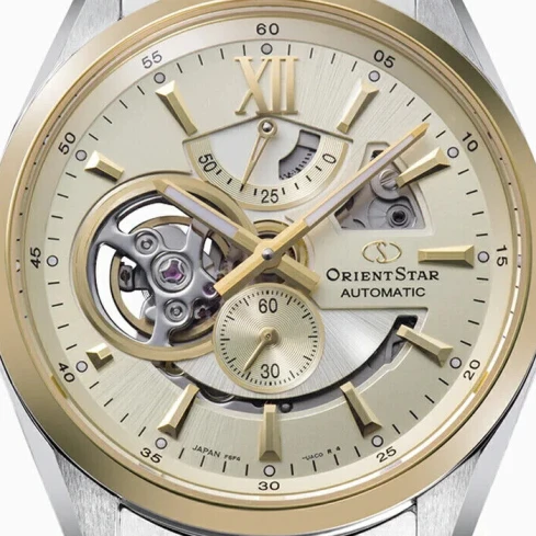 Мъжки ръчен часовник с автоматичен механизъм - корпус от Стомана - Стоманена верижка - цвят Шампанско Сив