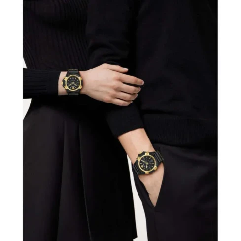 Мъжки ръчен часовник с кварцов механизъм - корпус от Полимер - Полимер - цвят Черен Злато