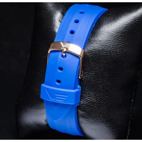 Дамски ръчен часовник с кварцов механизъм - корпус от Стомана - Естествена кожа - цвят Син Син