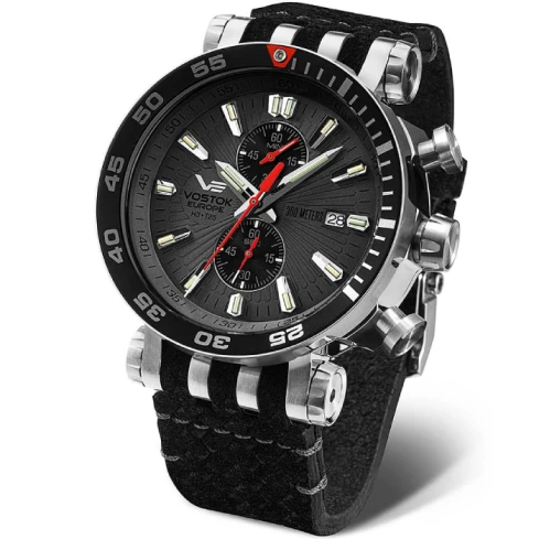 Мъжки ръчен часовник с кварцов механизъм - корпус от Стомана - Естествена кожа - цвят Черен Черен