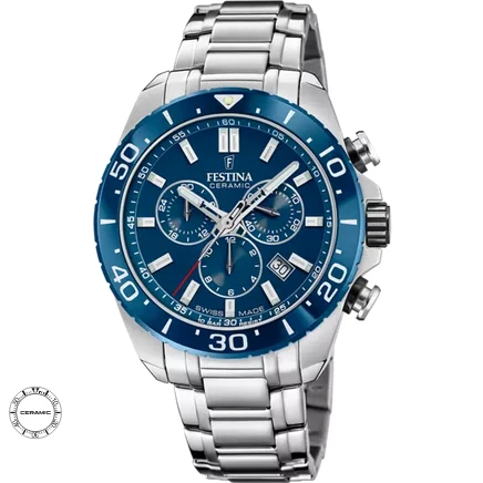 Мъжки ръчен часовник с кварцов механизъм - корпус от Стомана - Стоманена верижка - цвят Син Сив