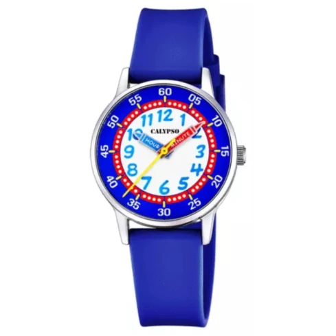 Унисекс ръчен часовник с кварцов механизъм - корпус от Стомана - Каучук - цвят Бял Син