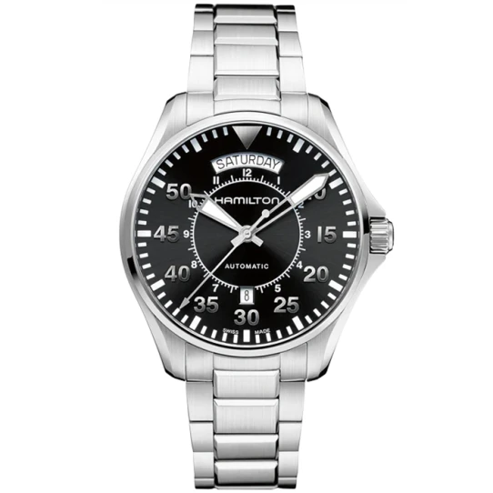 Мъжки ръчен часовник с автоматичен механизъм - корпус от Стомана - Стоманена верижка - цвят Черен Сив