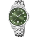 Мъжки ръчен часовник с кварцов механизъм - корпус от Стомана - Стоманена верижка - цвят Зелен Сив
