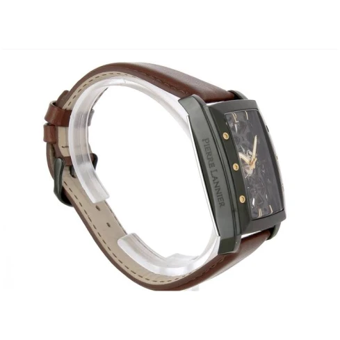 Мъжки ръчен часовник с автоматичен механизъм - корпус от Стомана - Естествена кожа - цвят Скелетон Кафяв