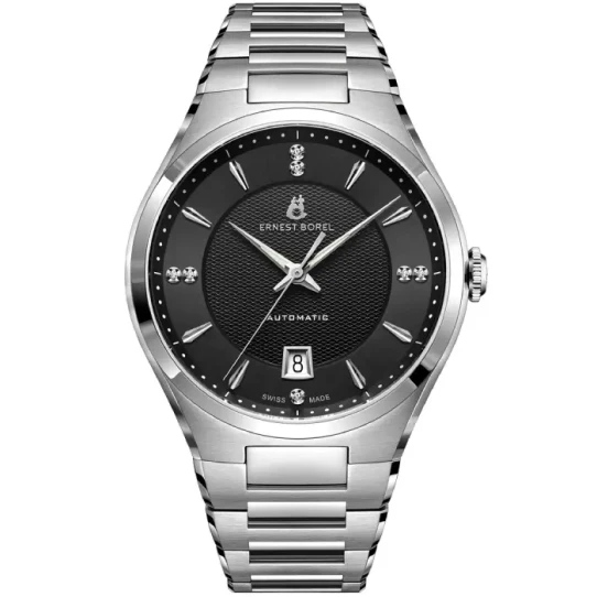 Мъжки ръчен часовник с автоматичен механизъм - корпус от Стомана - Стоманена верижка - цвят Черен Сив