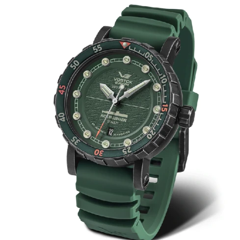 Мъжки ръчен часовник с автоматичен механизъм - корпус от Стомана - Силиконова каишка - цвят Зелен Зелен