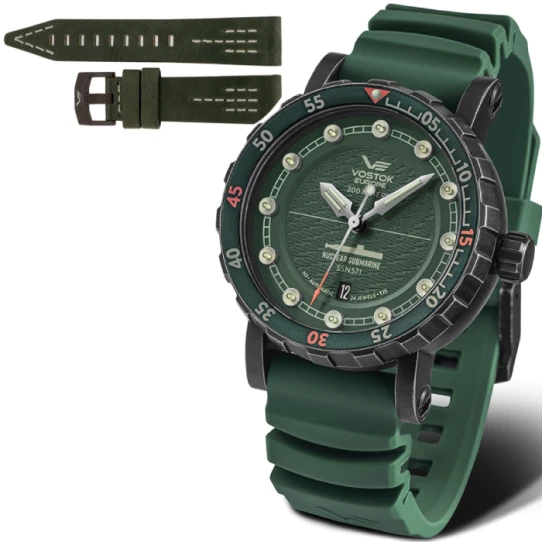 Мъжки ръчен часовник с автоматичен механизъм - корпус от Стомана - Силиконова каишка - цвят Зелен Зелен