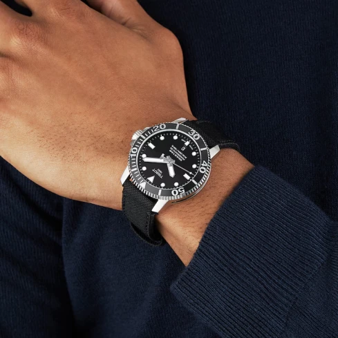 Мъжки ръчен часовник с автоматичен механизъм - корпус от Стомана - Текстил - цвят Черен Черен