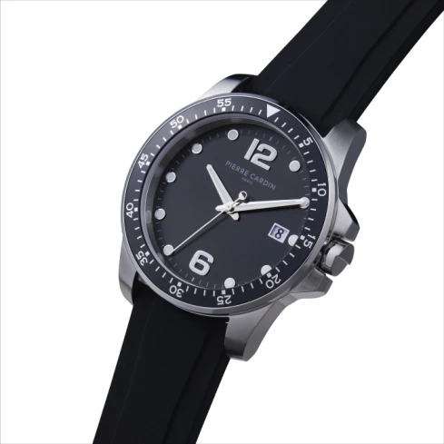 Pierre Cardin CNI.0034 Nation - Мъжки ръчен часовник с кварцов механизъм - корпус от Стомана - Каучук - цвят Черен