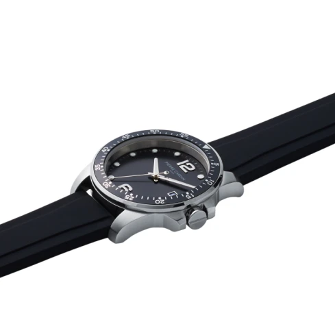 Мъжки ръчен часовник с кварцов механизъм - корпус от Стомана - Каучук - цвят Черен